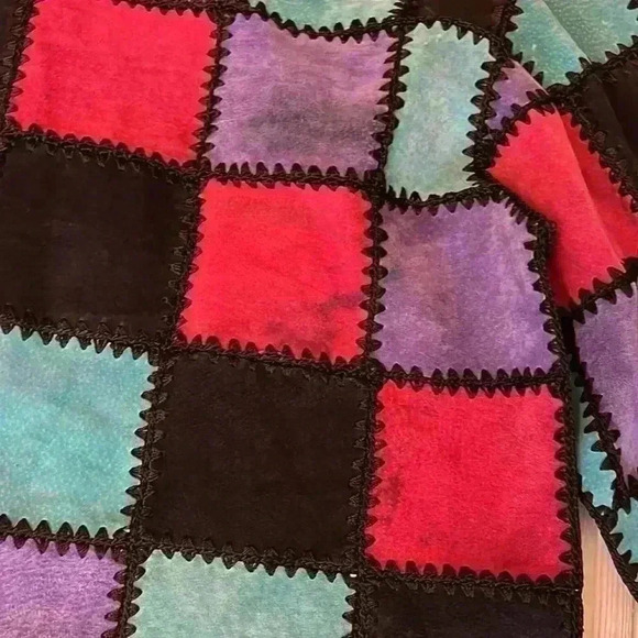 Vintage leather patchwork cardigan - Picture 5 of 6